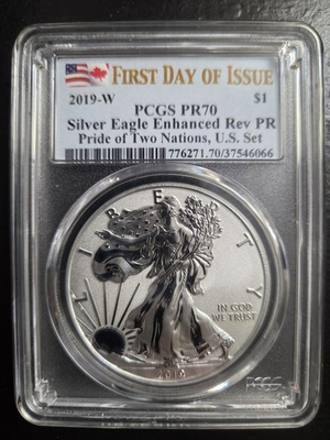 #ad 2019 W ENHANCED REVERSE PROOF SILVER EAGLE PCGS PR70 FIRST DAY ISSUE US SET $249.00
