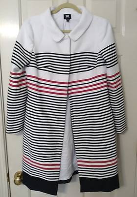 W by Worth Women's SZ 5/6 Red White & Navy Blue Stripe Suit Coat/Jacket