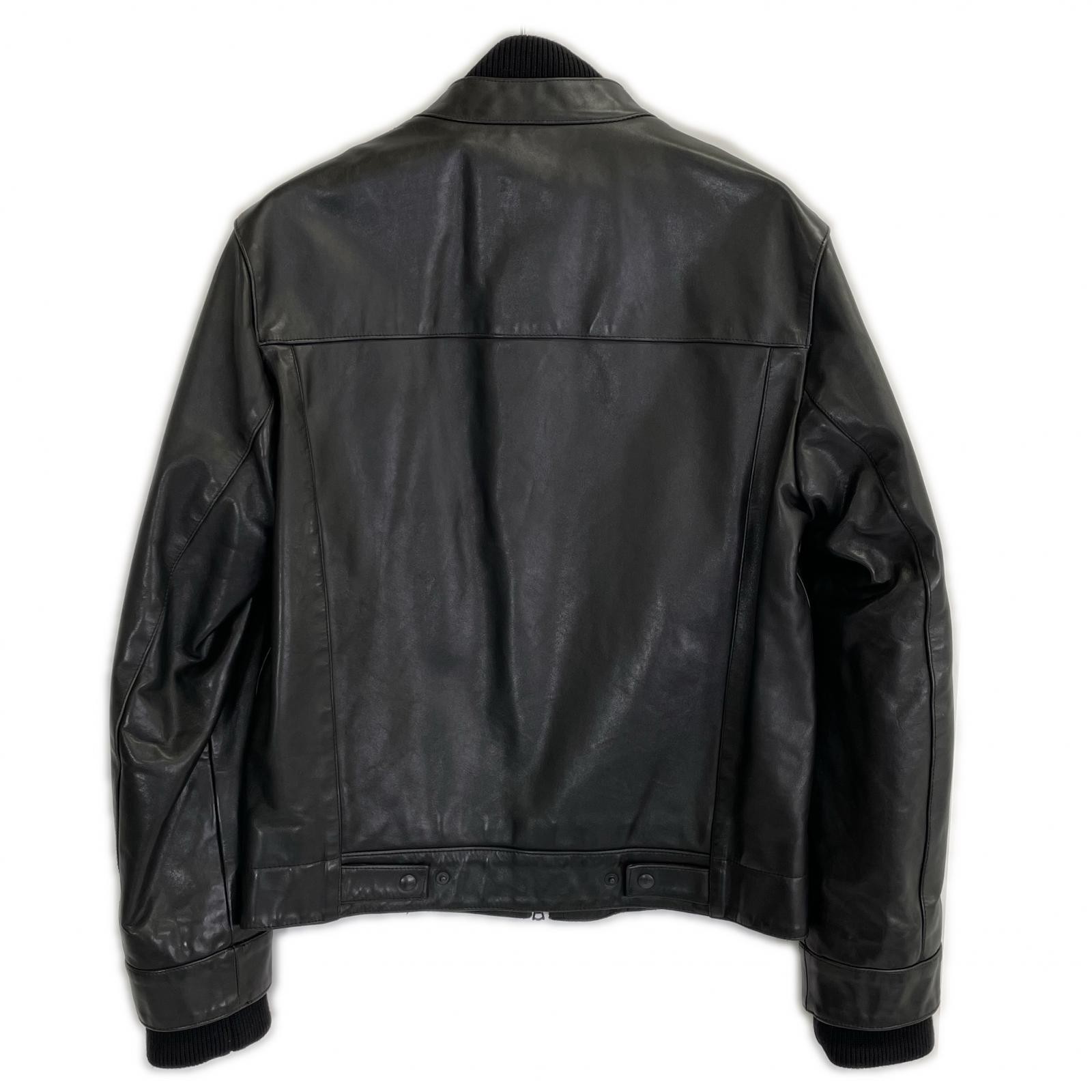 Neil Barrett Black Ribbed Leather Jacket XS Used Winter Men's image 3