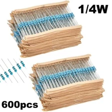 600Pcs 60 Values 1% 1/4W Resistor Kit 0 Ohm-10M Ohm Metal Film Resistors Kit