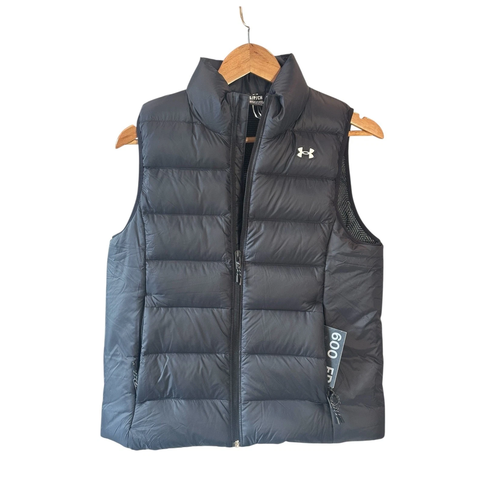 NWT Under Armour Women's ColdGear Down Puffer Vest 600 FP Black Size Small
