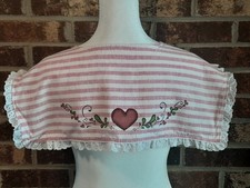 Vtg Detachable Sailor Collar Handwoven Handpainted W/ Eyelet Trim 90s Jabot Bib