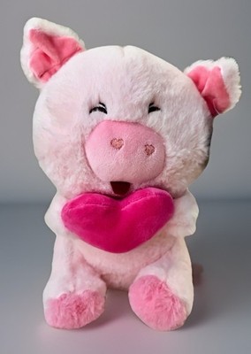 New Pink Piggy Bear Plush 8.5  Pink Heart Super Soft Easter Gift Ideas
