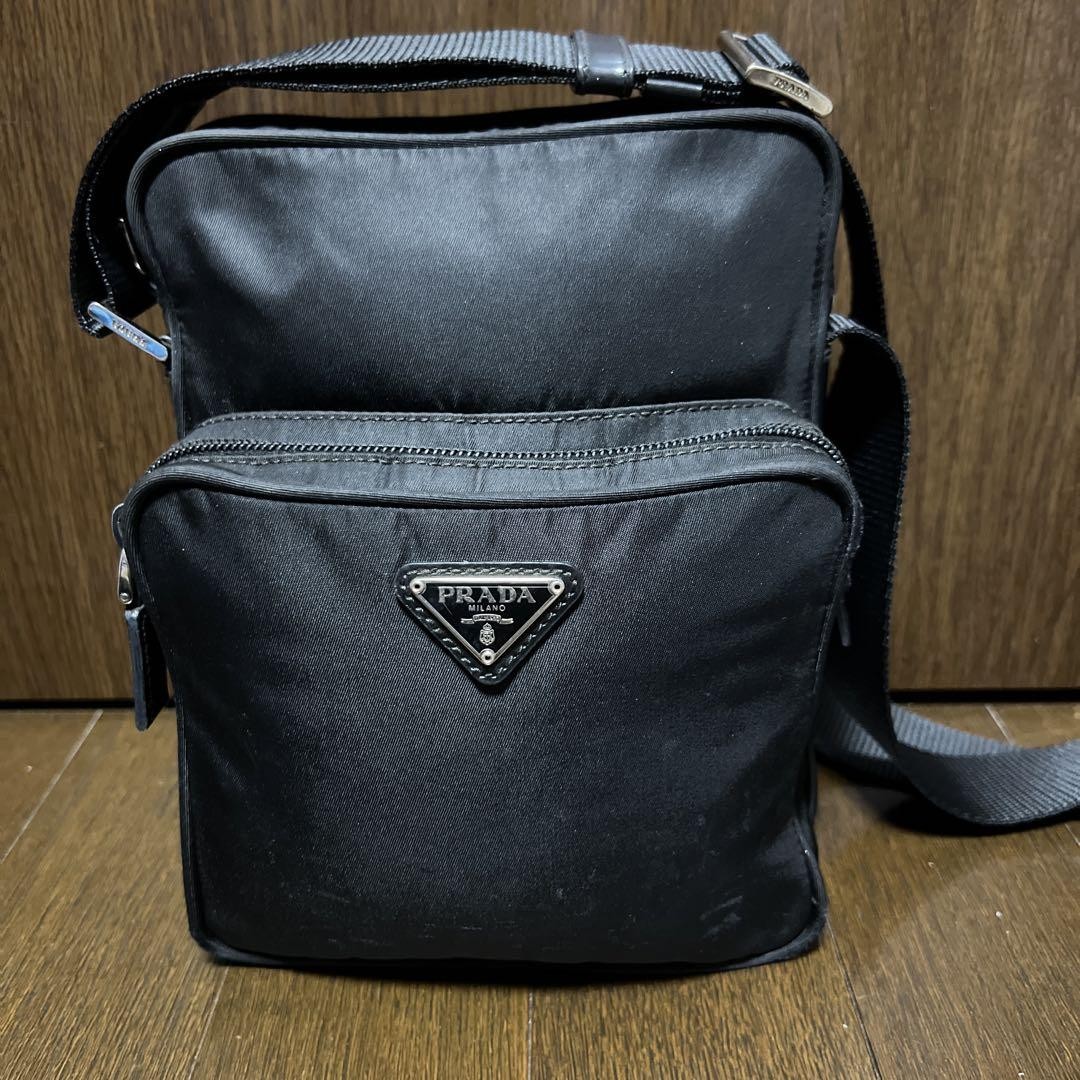 Prada Authentic Black Nylon 2-Way Shoulder Crossbody Bag with Iconic Triangle Logo