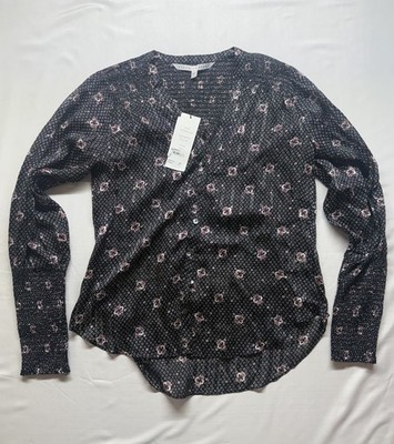 Veronica Beard Maree Black Floral Silk Blouse Long Sleeve VNeck Button Up Size 4