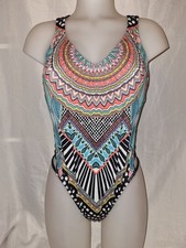 Gorgeous Multi-coloured FREE SOCIETY swimming bathing costume suit size 14