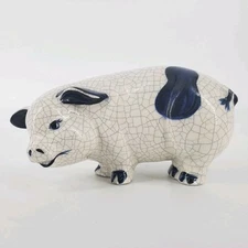 1996 The Potting Shed Pig Resting Figurine USA Dedham Pottery Style