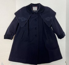 Rothschild Girls Size 4 Vintage Navy Wool Coat Velvet Collar