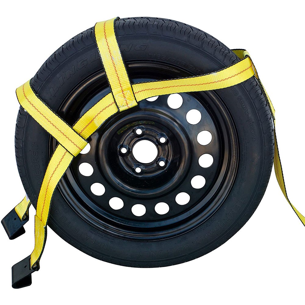 2pcs Tow Dolly Straps Basket Strap w/ Flat Hook Heavy Duty Yellow Car Tire G20