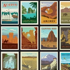 National Parks Posters Panel by Anderson Design Group Fabric by Riley Blake