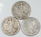1916 PDS Walking Liberty Half Dollars Silver WLH 50c Lot of 3