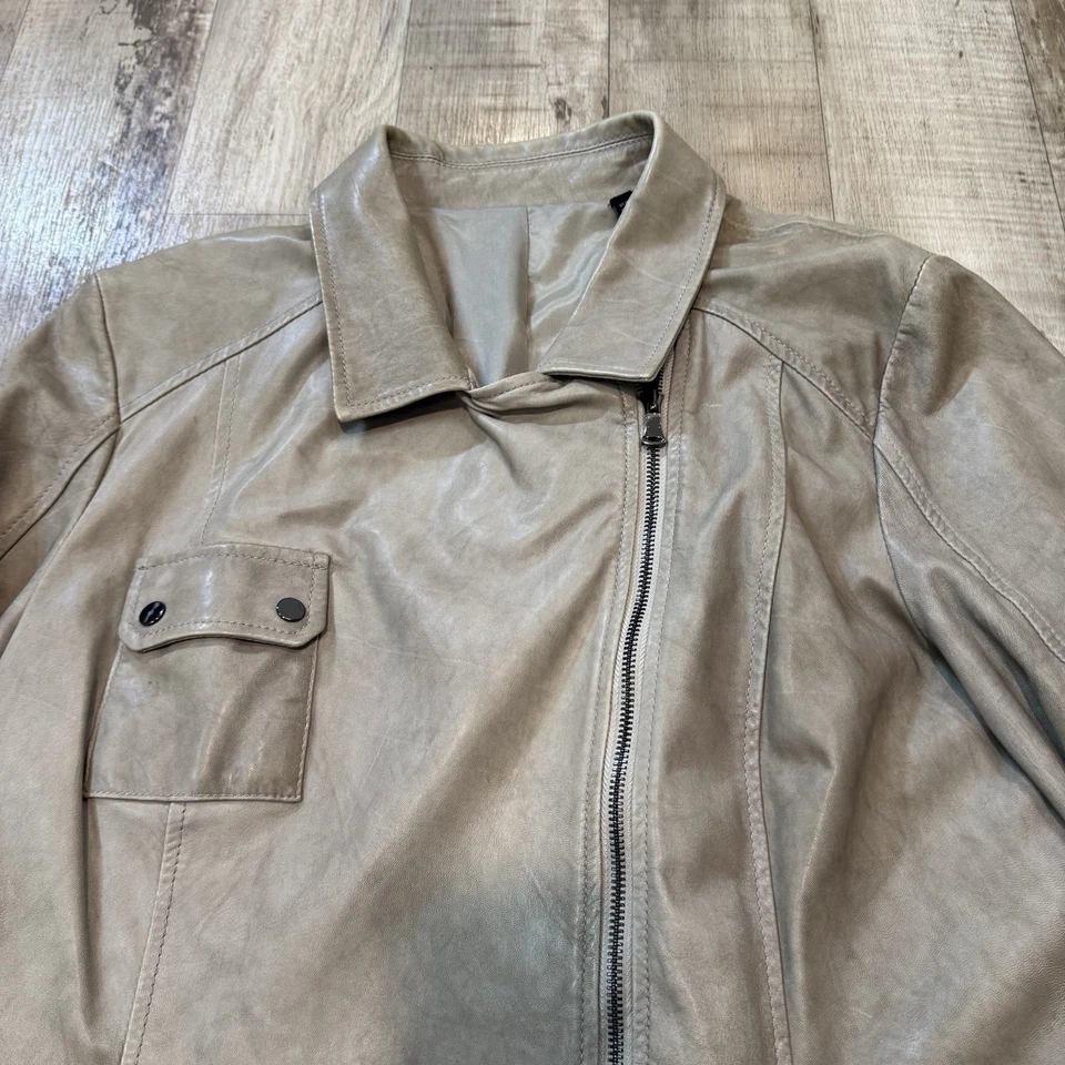 Chaqueta Abrigo Largo de Cuero para Mujer CARLISLE Talla US 18 Marrón Tostado Cremallera Foto 2 de 4