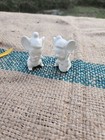 2 Mini Ceramic Mouse Figurines White Mice w Musical Instruments Flute Guitar — photo 6