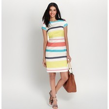 Tommy Hilfiger Dress Womens 8 Linen Blend Shift Striped Lined Y2K Summer Chic