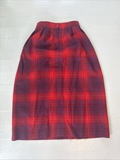 Vtg Pendleton Red Wool Plaid Pleated Midi Skirt Sz 6 Preppy Academia Style