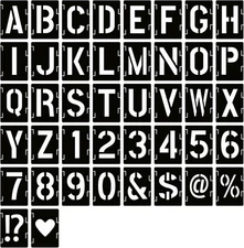 "6 Inch Letter Stencils Symbol Numbers Craft Stencils, 42 Pcs Reusable Alphabet
