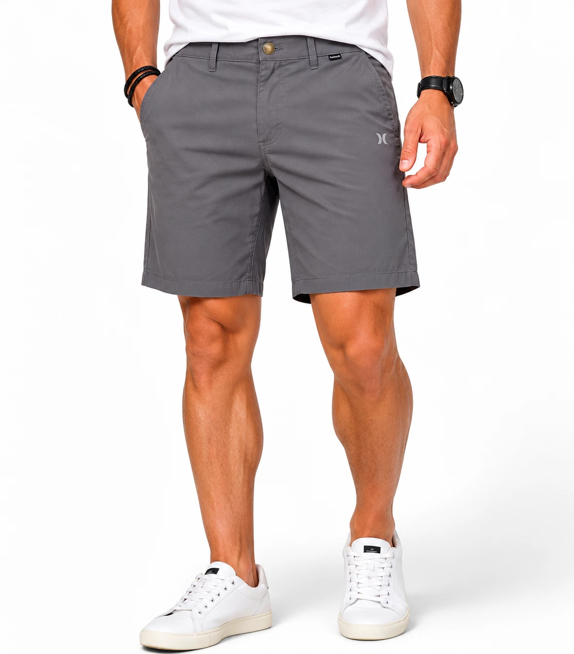 Hurley Men Gray Logo Chino Shorts Size 28 Flat Front Button Casual Canvas
Opens in a new window or t