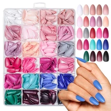 Press on Nails, 24 Colors 720PCS Short Almond 0.01 Fl Oz (Pack of 720), Blue 