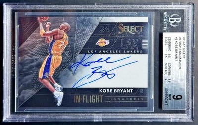 2016-17 Panini Select KOBE BRYANT #2 In Flight On-Card Auto #83/99 BGS 9 Mint