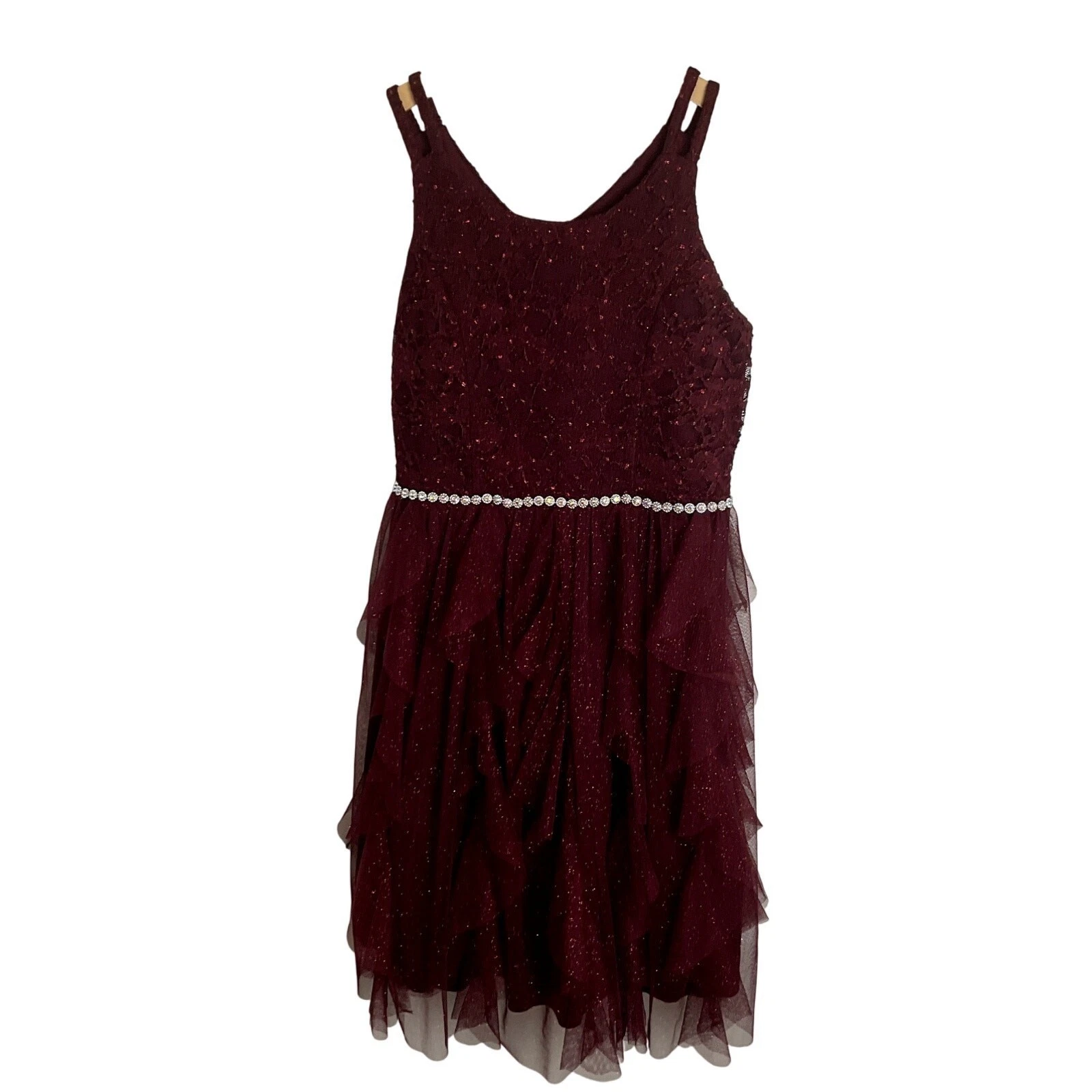 Speechless Kids Girls Size 16 Burgundy Dress Lace Glitter Tulle Ruffle
Opens in a new window or tab