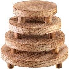 Wooden Riser Display Stands Set Rustic Plant Pedestal Home Office Decor Gift New