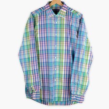 Ralph Lauren Purple Label Shirt Purple Green Plaid Made in Italy Men L
