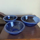 3 Pc Set PYREX & Pyrex Glass Cobalt Blue 323 (1) & 322 (2) Nesting Bowls Lot