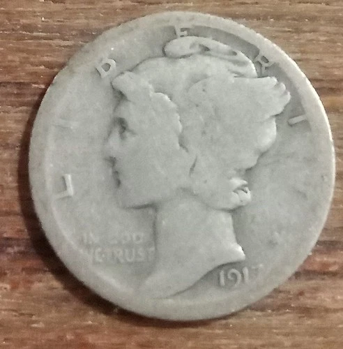1917 D Mercury Dime AG Better Date 90 % Silver Nice Hole Filler