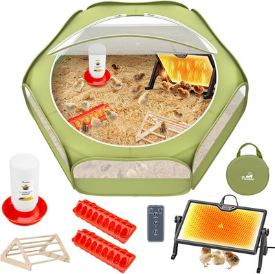 6-In-1 Chicken Brooder Box for Chick Starter Kit, Includes Pet Cage Tent, Broode