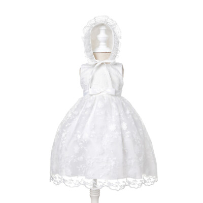 Mädchen Spitze Taufkleid Partykleid und Mütze 0 3 6 9 12 18 Monate