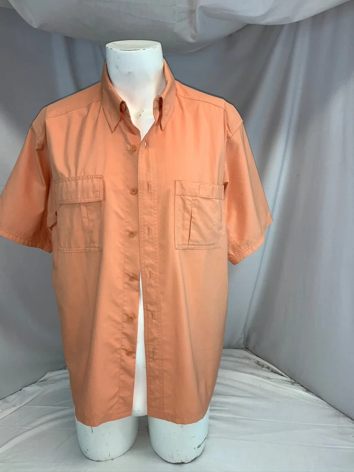Camisa Royal Robbins Manga Corta Botón L Hombres Naranja CoolMax Poli YGI E0-518 Foto 2 de 4