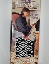 Vtg SLIPPER SOCK Traction Sole Slipper Socks Ladies Color Black USA