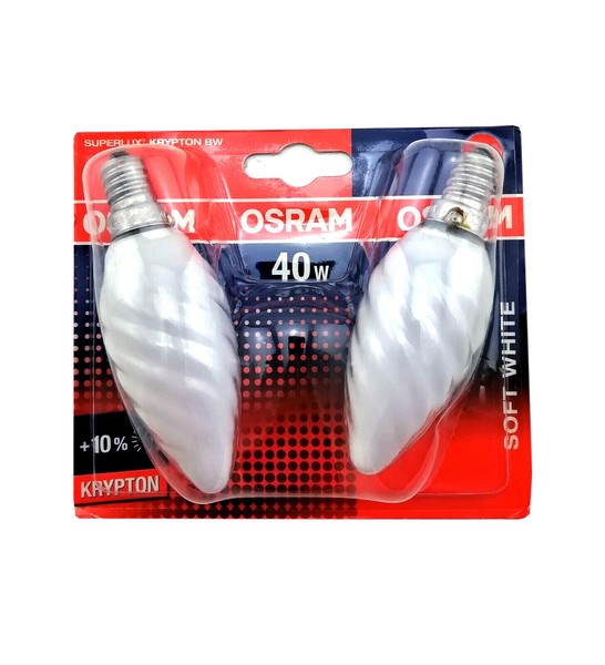 2X Osram Superlux Krypton Kerze Softwhite Gedreht E14 40W Leuchtmittel-image