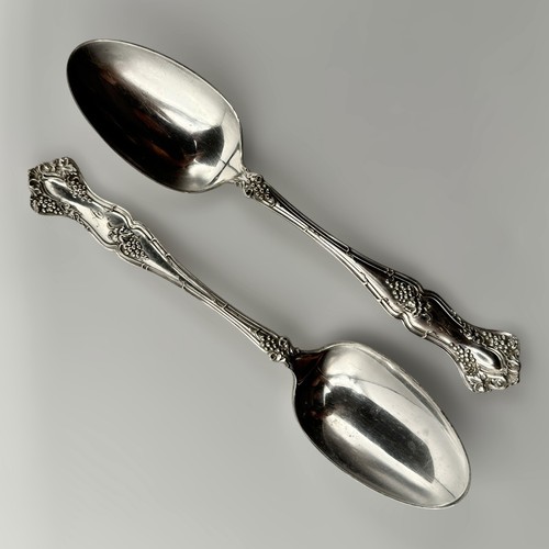 1847 ROGERS BROS A1 Vintage SILVERPLATE FLATWARE 2 SPOON Meat FORK Grape 3pc LOT - Picture 20 of 24