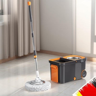 Spin Mop Bucket 6 Microfiber Refills Floor Cleaner Cleaning Spin Mop with Bucket