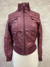 Ci Sono By Cavalini Women’s Faux Leather Full-zip Burgundy Jacket Size S