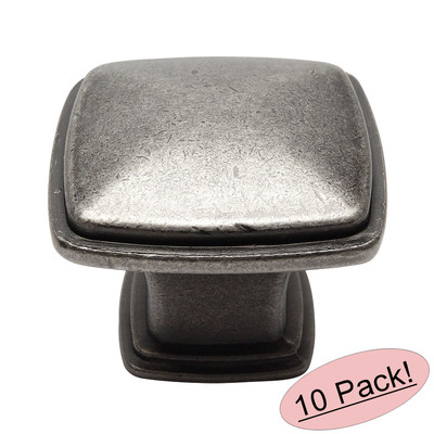 *10 Pack* Cosmas Cabinet Hardware Weathered Nickel Square Cabinet Knobs #4391WN