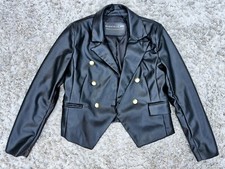 Ladies Bagatelle Nyc Faux Leather Blazer Jacket Gold Buttons Size Medium