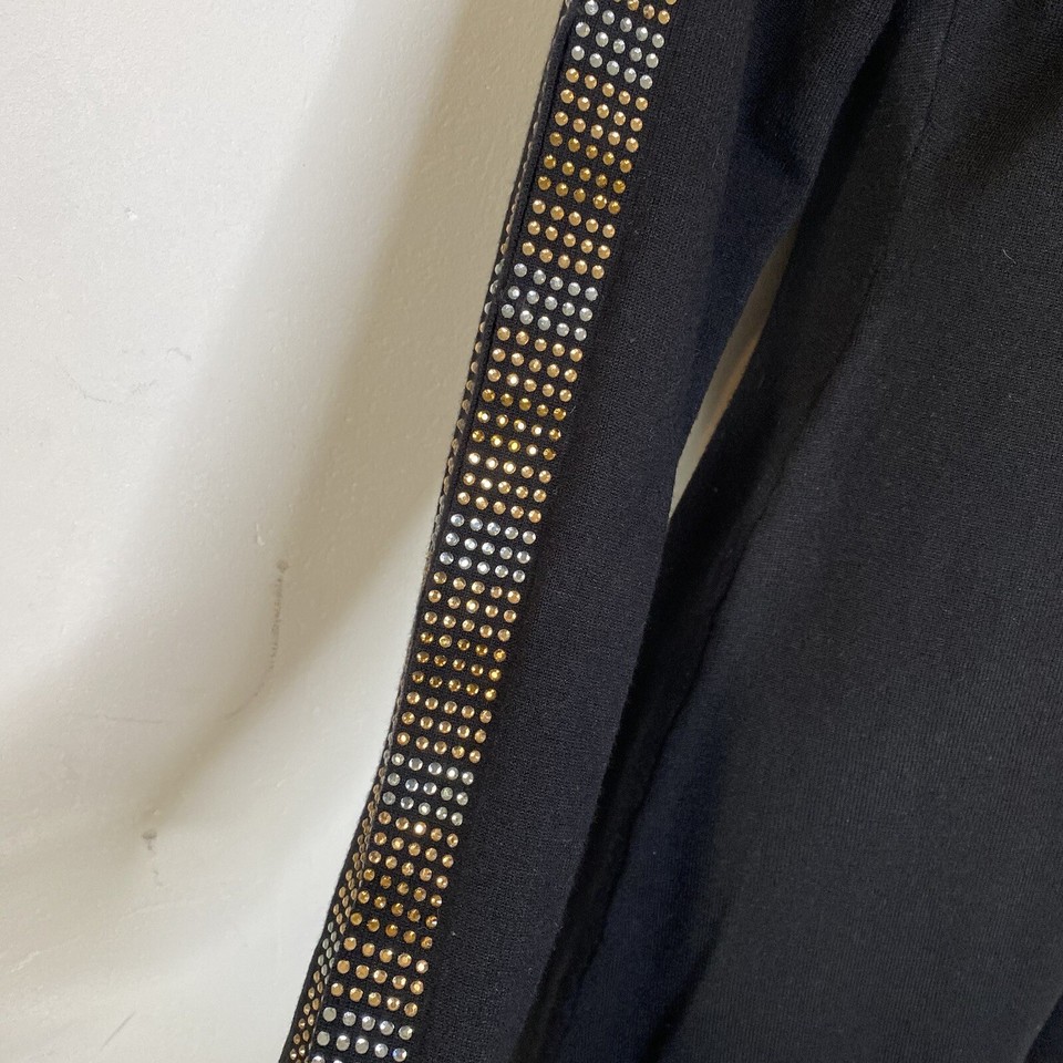 Karen Millen Dress Black Embellished Jumper Dress Bodycon size S New