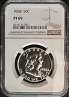 1958 PROOF FRANKLIN NGC PR69, BRILLIANT CLEAR SURFACES, SPOT & TONING FREE