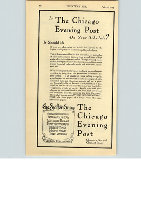 1923 Paper Ad Newspaper Chicago Evening Post Farm Jpurnal Shaffer Group WF Allen