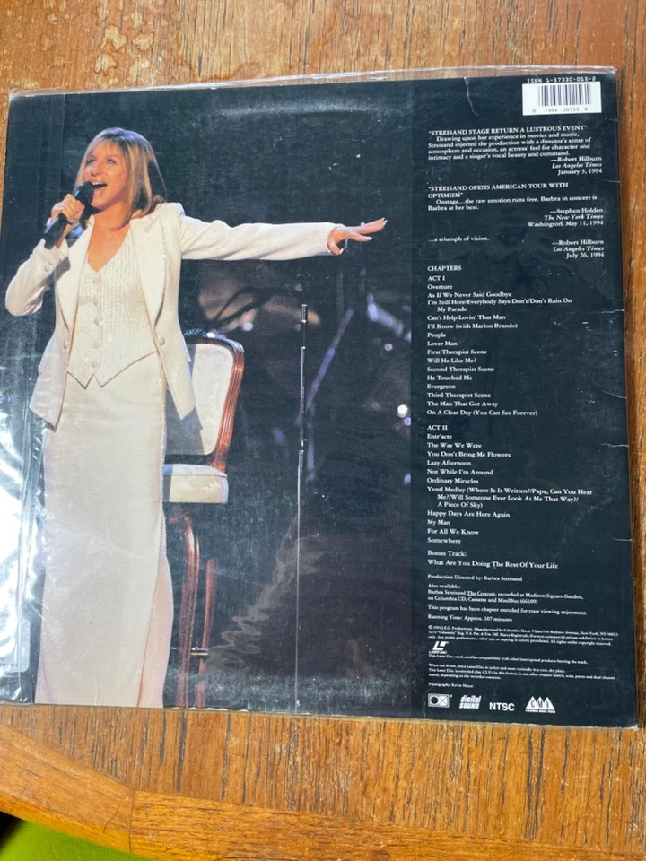 Barbra The Concert (1994)/ Laser Disc Like NEW/ Excellent Condition Foto 2 de 2