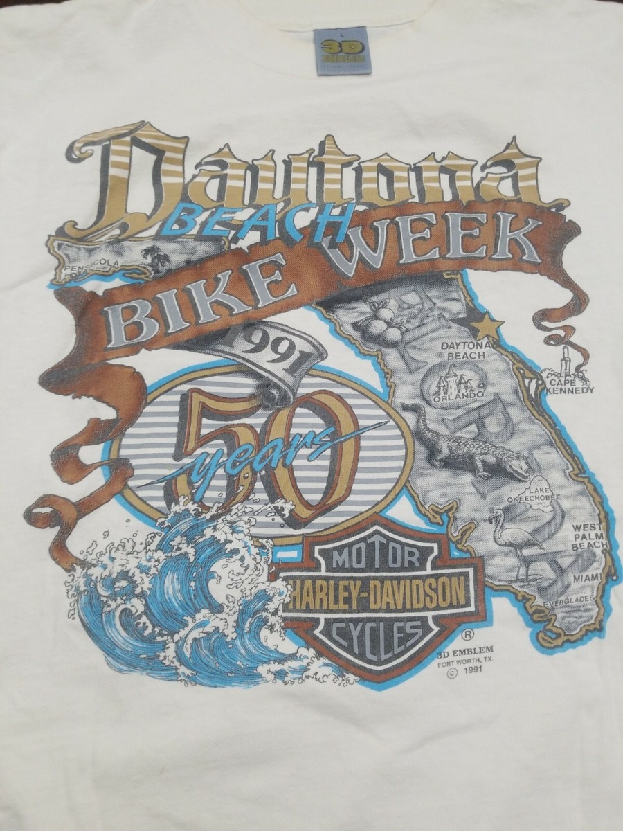 Vintage 1991 Harley Davidson 3D Emblem Bike Week L Daytona Beach