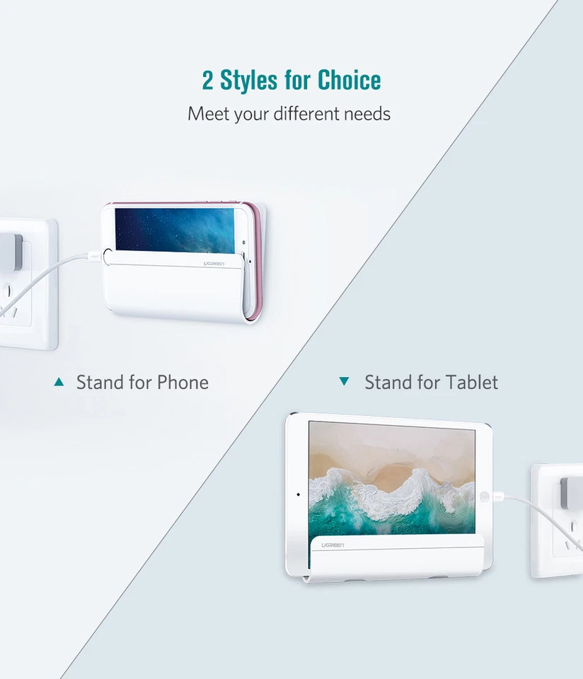 Soporte adhesivo de montaje en pared para teléfono inteligente tableta soporte de carga para Samsung iPhone Foto 4 de 4