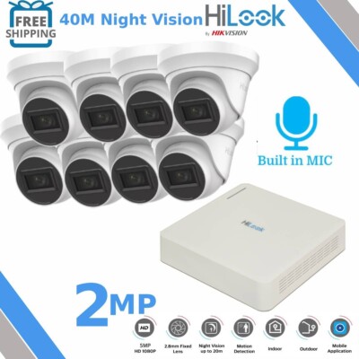 HIKVISION HILOOK 4-KANAL 8-KANAL AUDIO MIKROFON CCTV SICHERHEIT NACHTSICHT KAMERA SYSTEM KIT