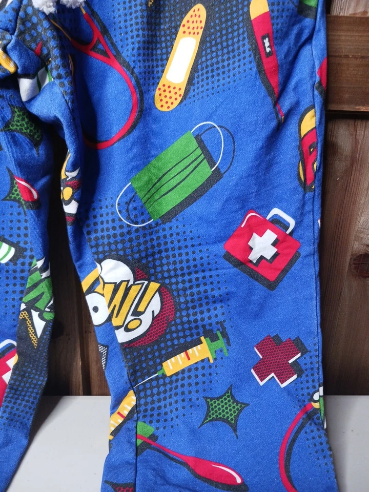  Joggers By Boy Wonder Men Women's Medium Medical Superheroes Fuzzy Fleece Novel - Image 3 of 4