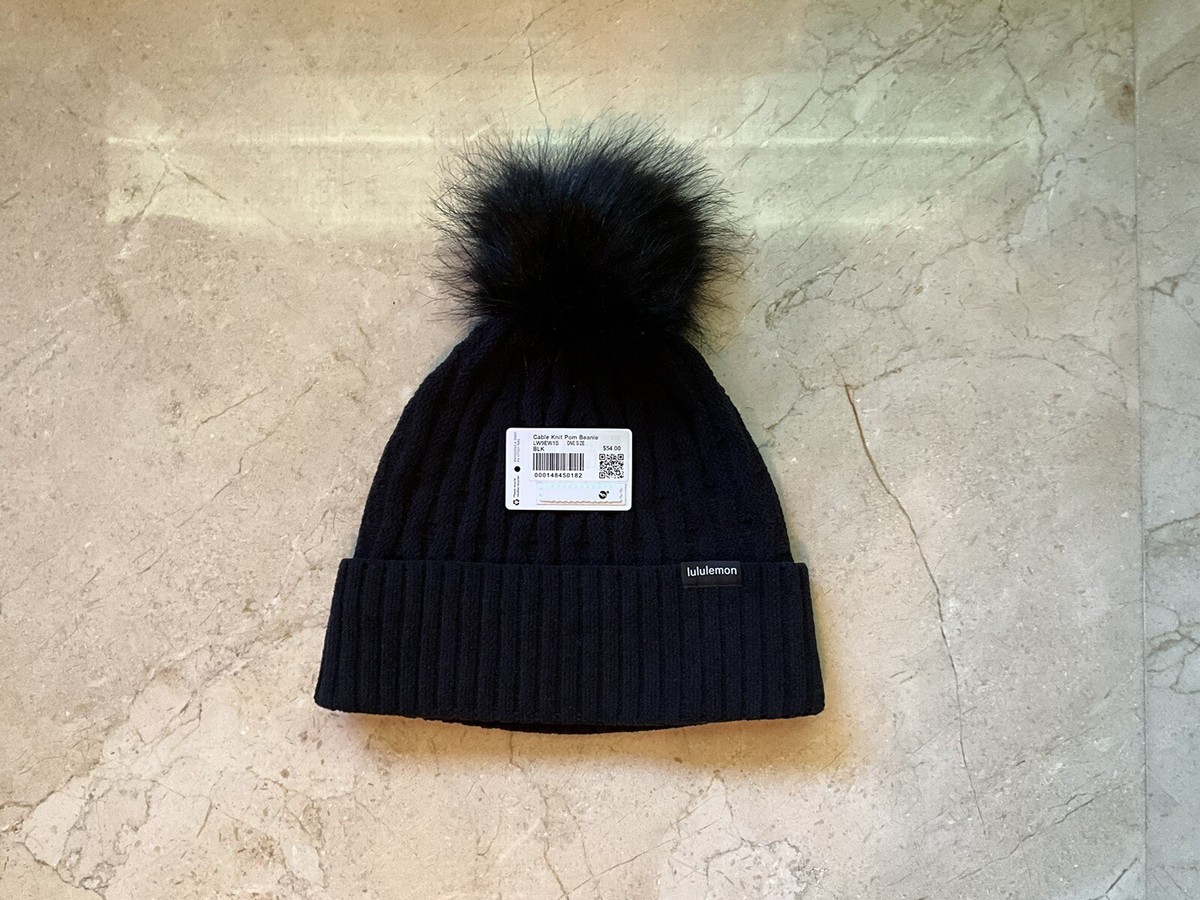 Lululemon Black Cable Knit Pom Beanie lululemon black cable knit pom beanie NWT | Mercari main image 3