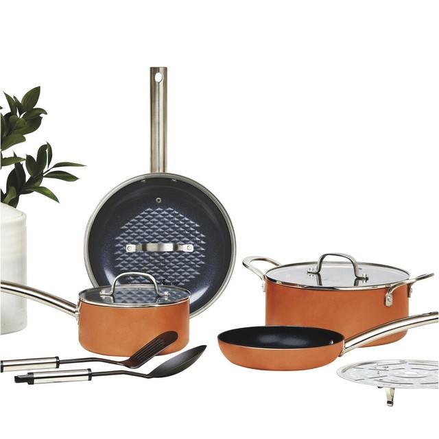 Copper Chef Stackable Black Diamond Nonstick/Ceramic Cookware Set 8