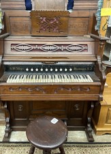 Antique Walnut Pump Organ HW Alleger Washington, NJ With Claw foot Stool AsIs