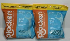 Cool Mint Plackers Twin-Line Dental Floss Tooth Picks Oral Flossers 300 Ct x 2PK